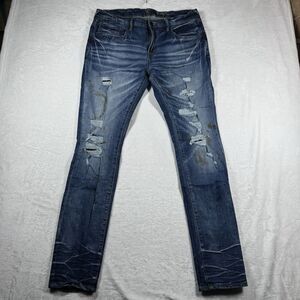 PRPS Super‎ Skinny Fit Distressed Stretch Jeans Blue Size 36 36x32 Japan Luxury